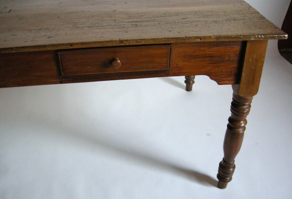 19th Century Antique Farm Table With Four Drawers