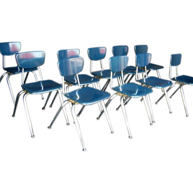 Metal School Chairs 17 For Sale on 1stDibs