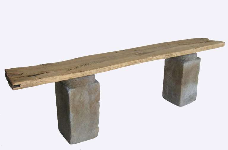Modern Elm and Stone Console