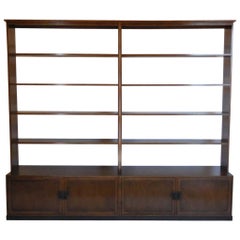 Dos Gallos Custom Walnut Wood Bookshelf with Iron Base