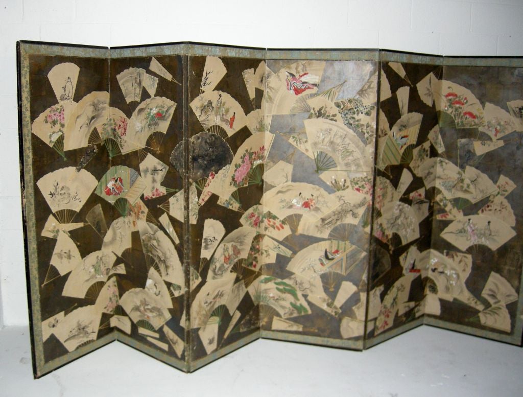 Late 18th Century Japanese Screen With 6 Panels