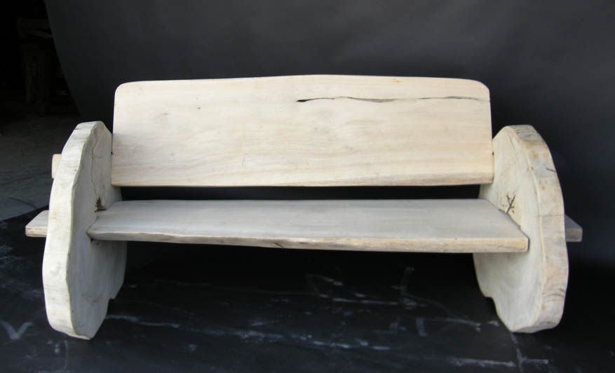 Bench made from four solid pieces from one tree joined with mortise and tenon construction. Comes apart for easy shipping.
FOR OUR COMPLETE INVENTORY PLEASE GO TO www.dosgallos.com