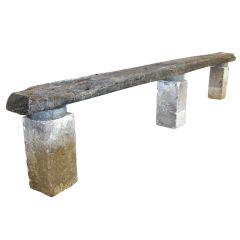 Very Long Wood and Stone Console