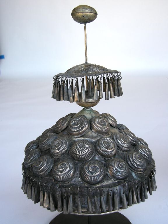 Chinese 19th Century Tin Wedding Head Dress on Custom Stand For Sale