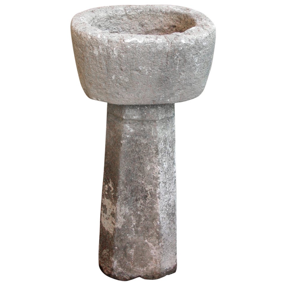 19th Century Stone Pedestal and Trough