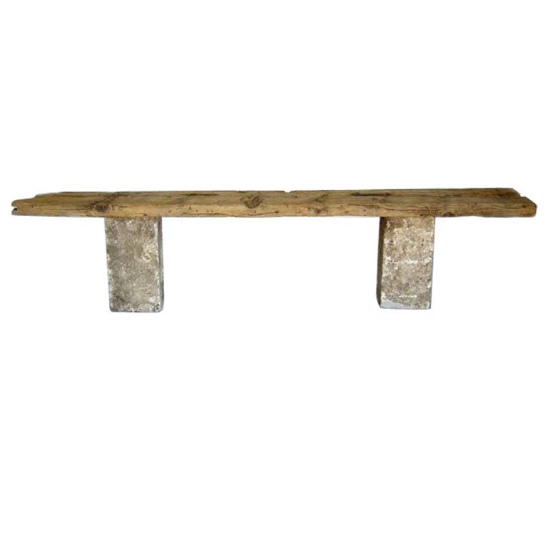 Console table with 18th. plank from Japan atop 19th c. stone bases from Guatemala. Can be trimmed to size.
FOR OUR COMPLETE INVENTORY PLEASE GO TO www.dosgallos.com