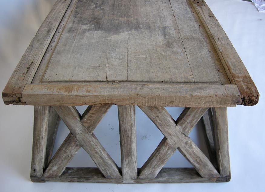19th Century Weathered X Coffee Table