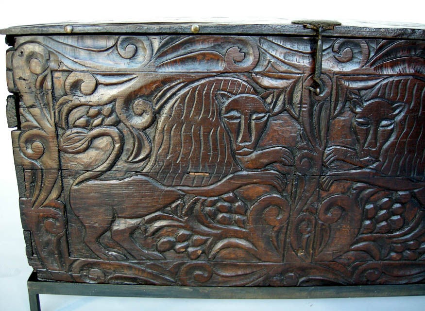 Guatemalan 19th Century Carved Grain Chest