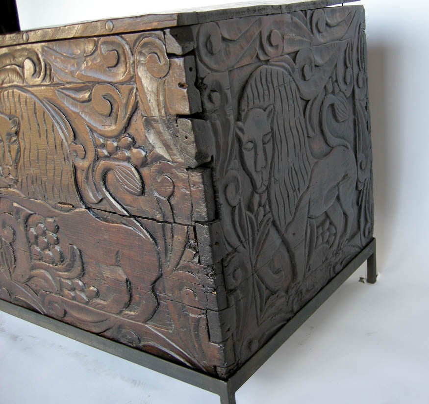 19th Century Carved Grain Chest 1