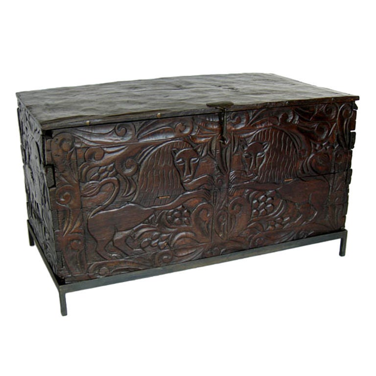 19th Century Carved Grain Chest