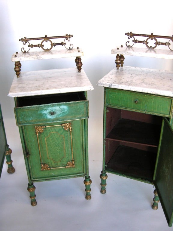 Pair of French Metal Nightstands