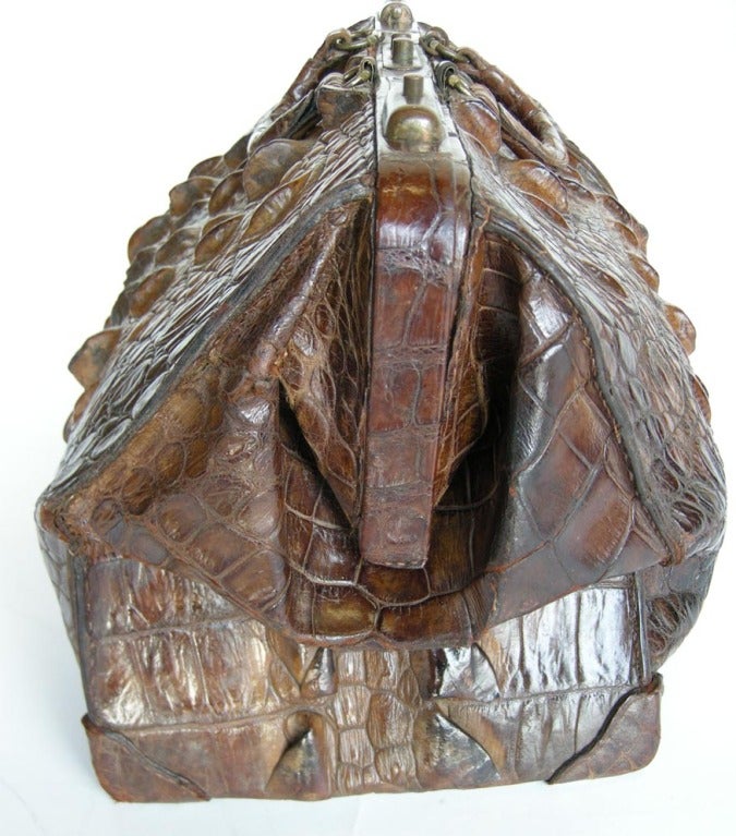 20th Century Antique Cuban Crocodile Doctor's Bag