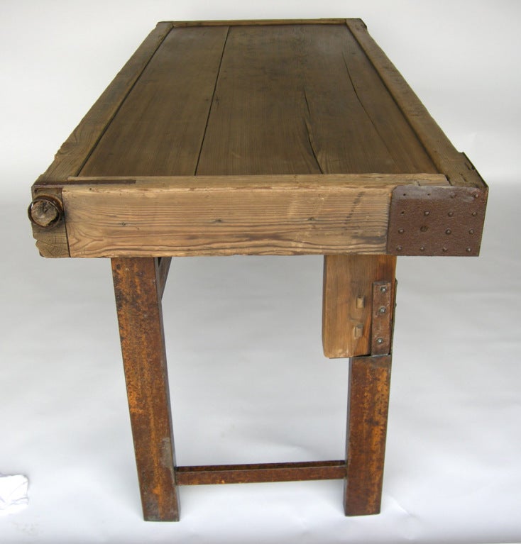 Rustic Japanese Tea Table Console With Iron