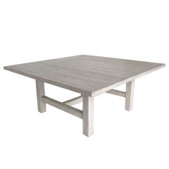 Custom Large Square Oak Table with White Ceruse Finish 11