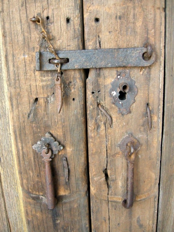 Antique Door Armoire With Iron Banding 1