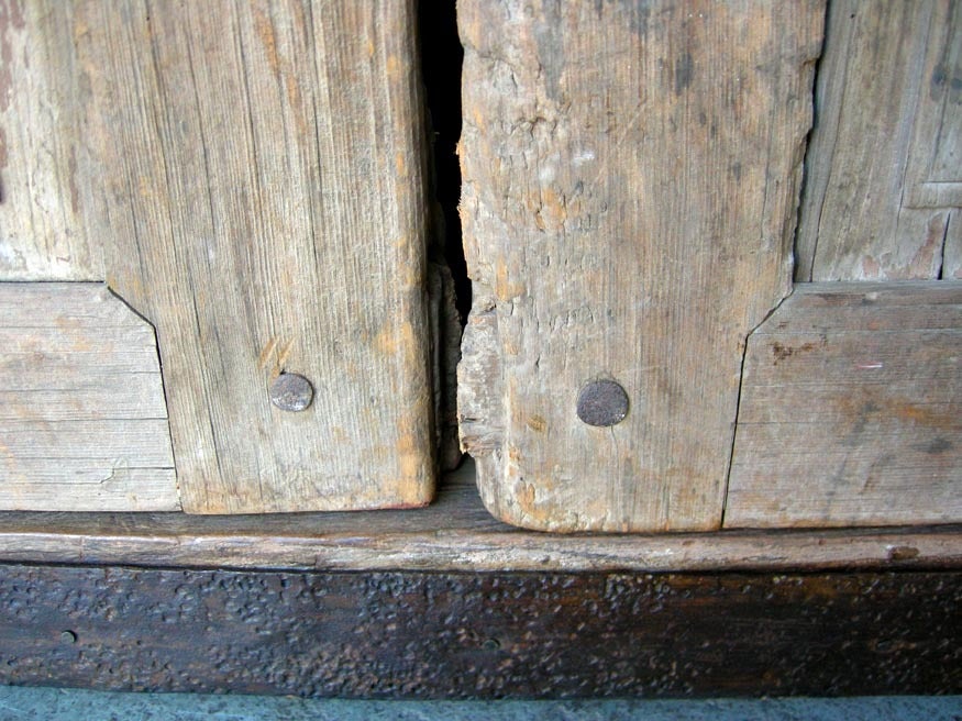 Antique Door Armoire With Iron Banding 2