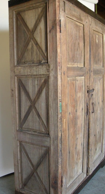 Antique Door Armoire With Iron Banding 4