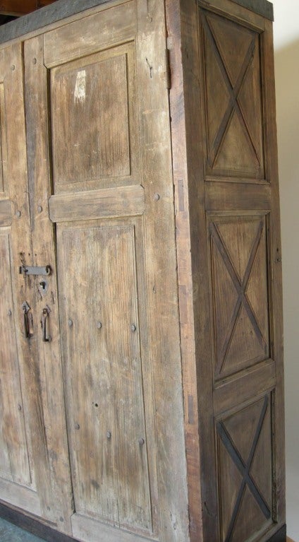 Antique Door Armoire With Iron Banding 5