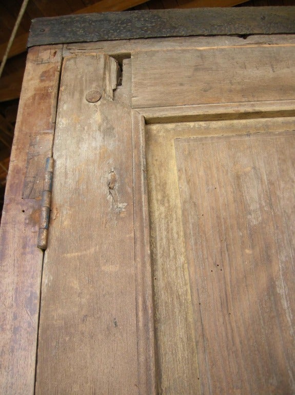 Antique Door Armoire With Iron Banding 6