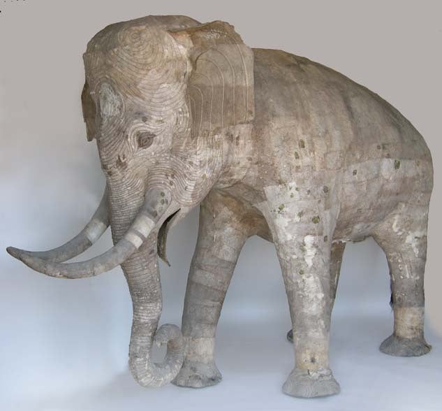 Life size elephant made to celebrate the visit of Thai King Bhumibol Adulyadej's visit to Chiang Mai in the 70's.
Chiang Mail is famous for its paper making. Wonderful piece of folk art! Traces of gold leaf.
