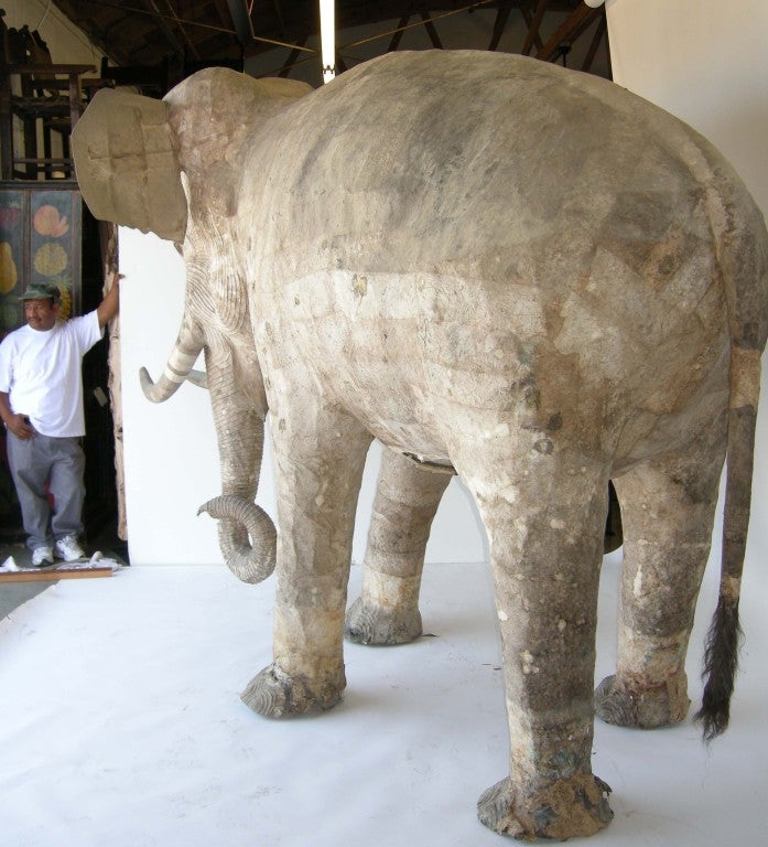 Life Size Papier Mache Elephant In Good Condition In Los Angeles, CA
