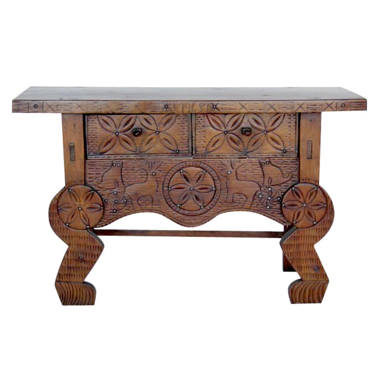 Carved Wood Nahuala - Animal Spirit Table