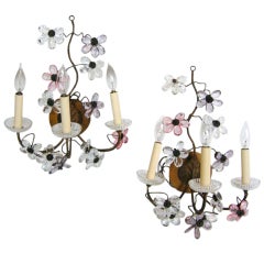 Pair of 1930's French Glass Sconces