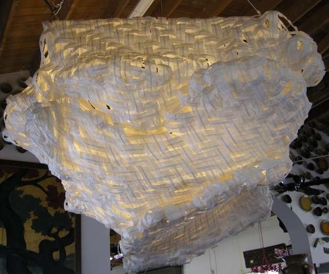 American Gigantic Free-Form Handwoven Paper Ceiling Light For Sale