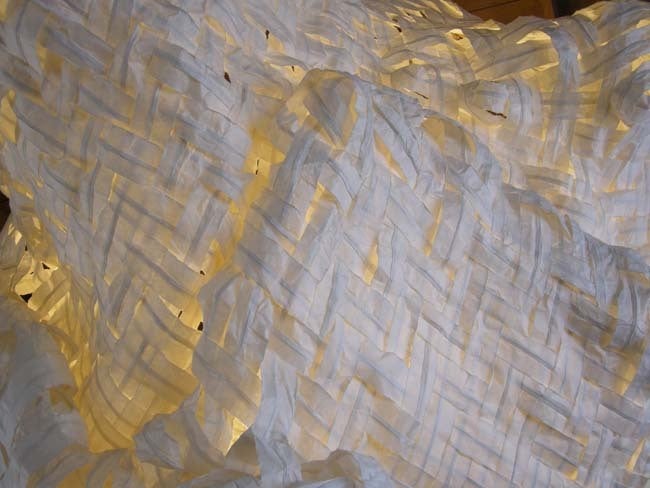 Contemporary Gigantic Free-Form Handwoven Paper Ceiling Light For Sale