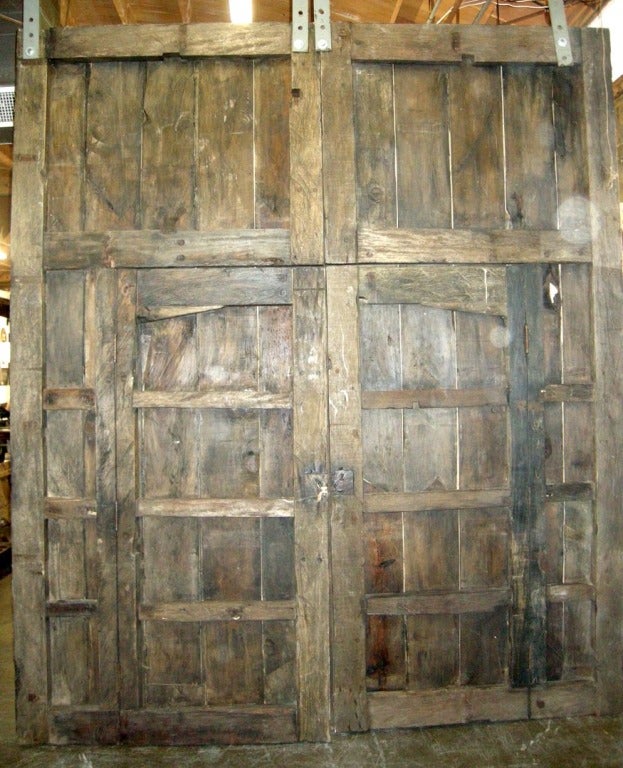 Guatemalan Pair of Large Antique Doors with Smaller Doors Inside..