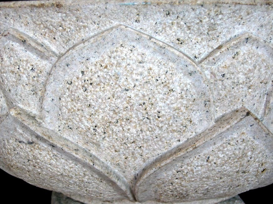 Japonisme Carved Lotus Stone Bowl