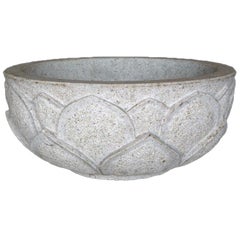 Antique Carved Lotus Stone Bowl