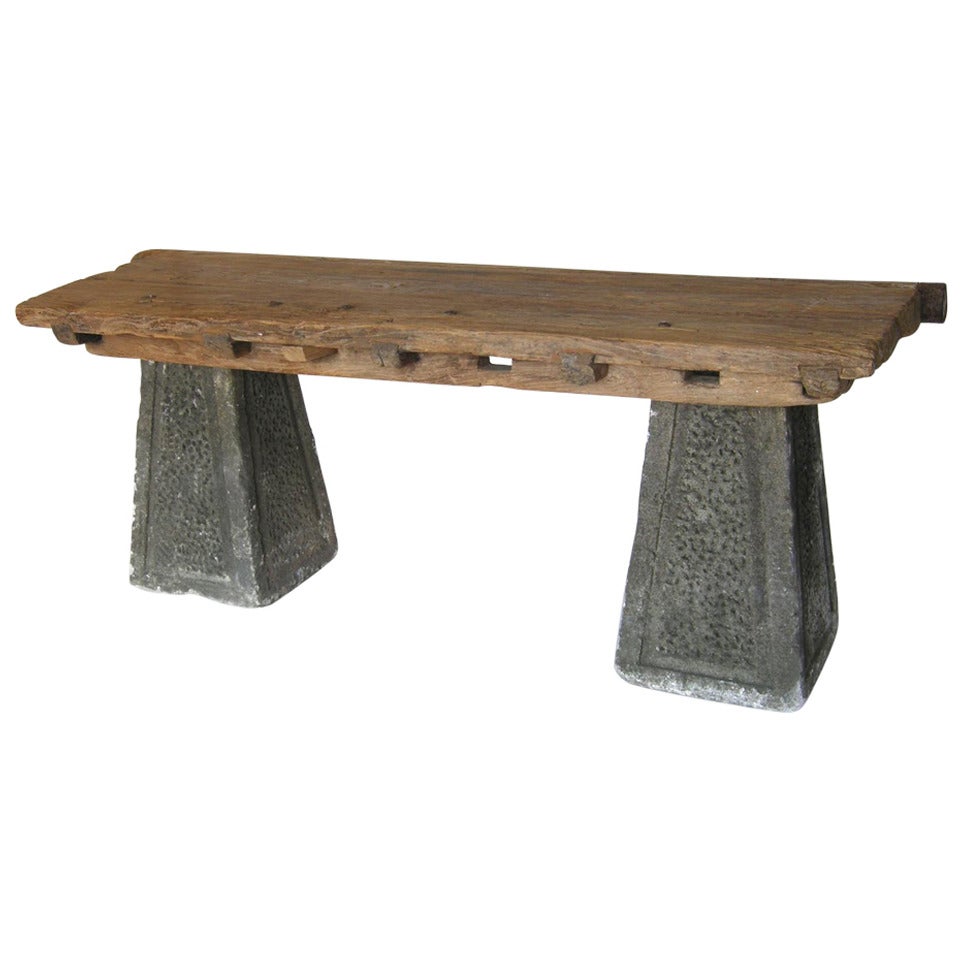 Stone and Elmwood Console Table