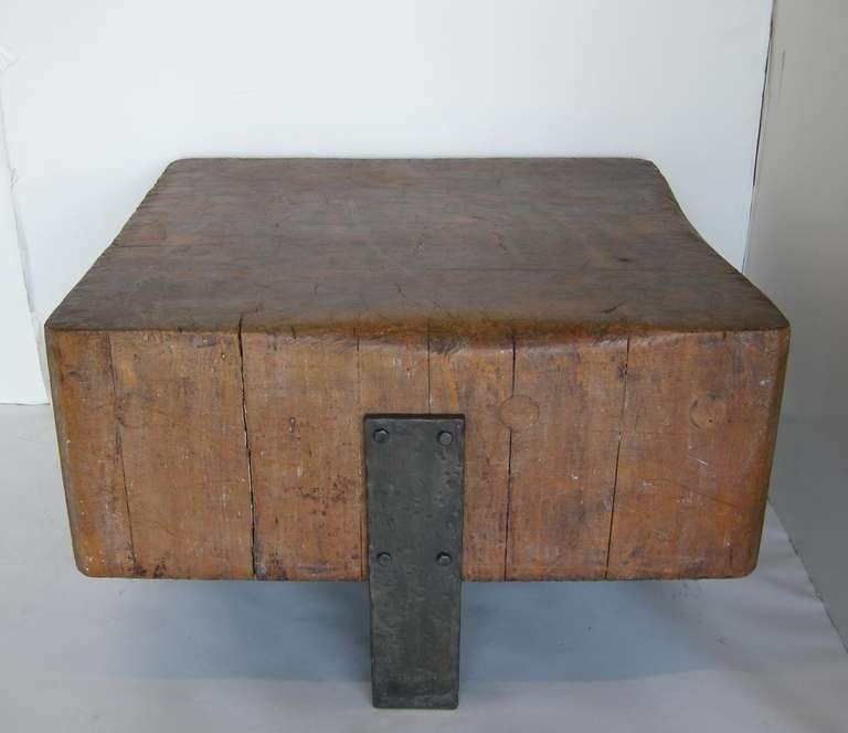 Industrial Antique Butcher Block and Iron Table