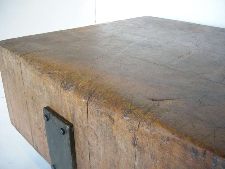 Antique Butcher Block and Iron Table 1