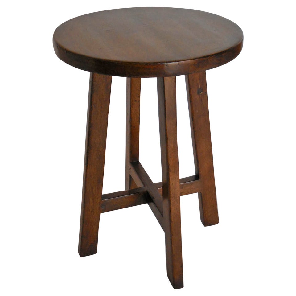 Dos Gallos Custom Round Walnut Wood Side or End Table For Sale