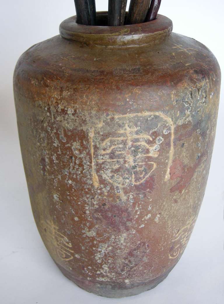Antique Ceramic Pot and Walking Sticks 1