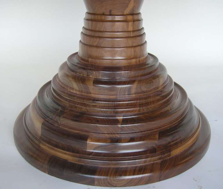 Custom Round Dining/Center Pedestal Table in Walnut Wood by Dos Gallos Studio For Sale 2