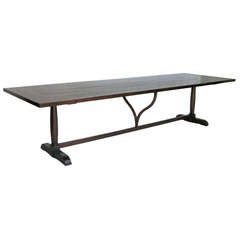 Custom Walnut Wood Wine Tasting Dining Table with Wishbone Stretcher 12