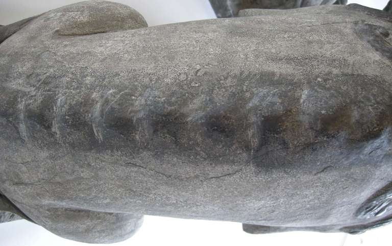 20th Century Pair of Japanese Carved Stone Gargoyles