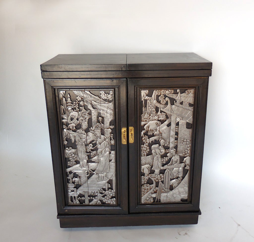 Folding Hand-Carved Dry Bar For Sale at 1stdibs