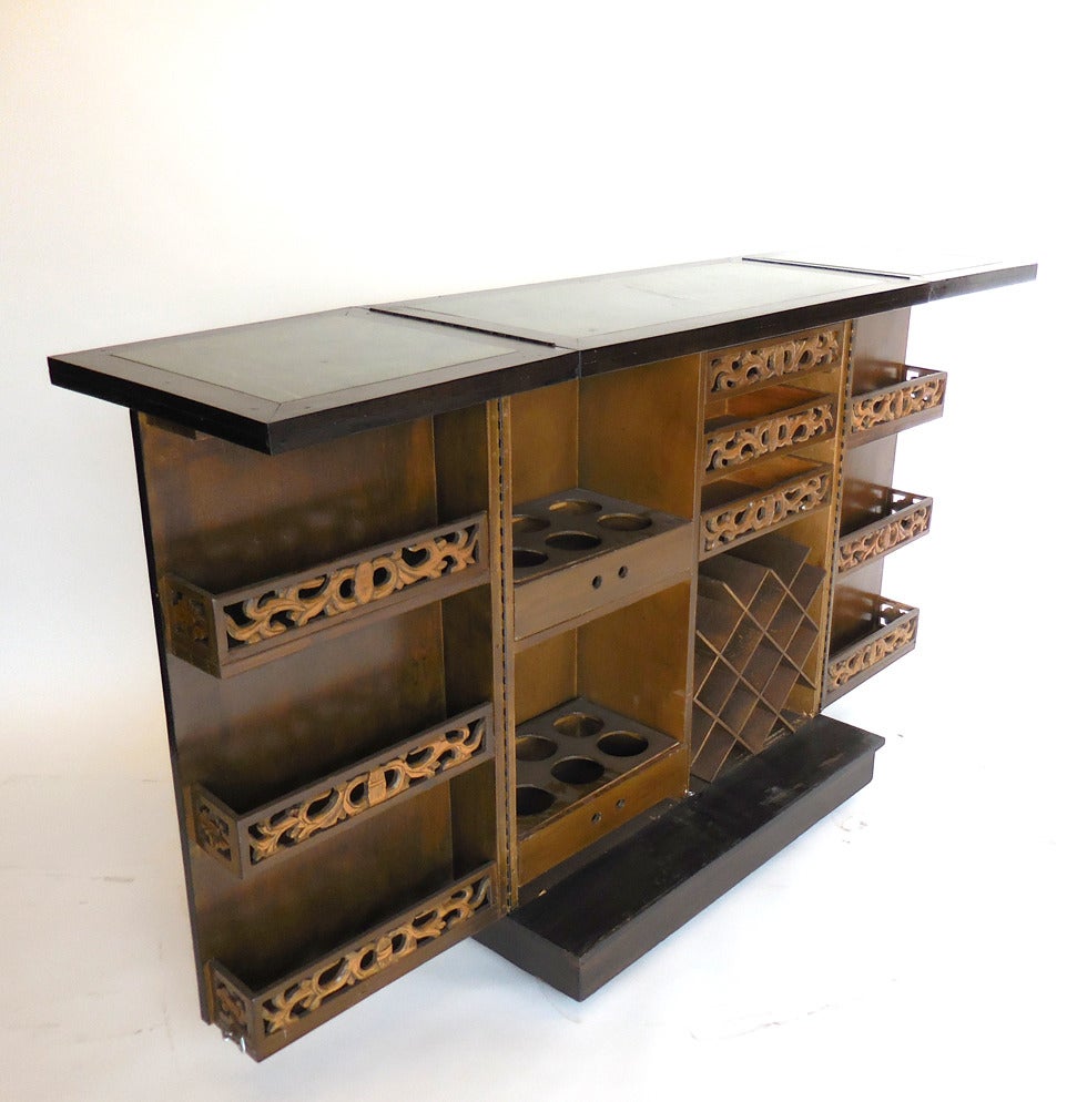 Folding HandCarved Dry Bar For Sale at 1stdibs