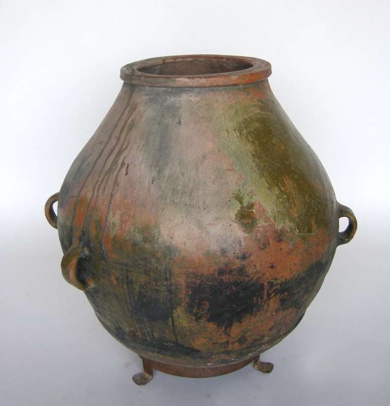 Antique ceramic tamalero - tamale steaming pot -  with four handles. Beautiful glaze.
34