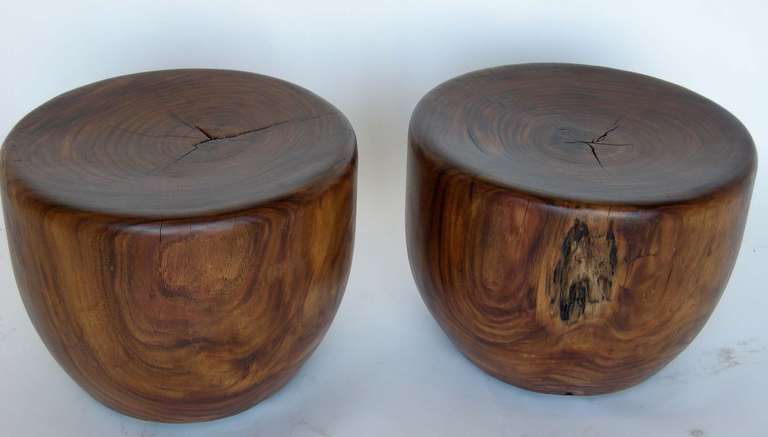 Indonesian Pair of Bacang Wood Stools or Side Tables