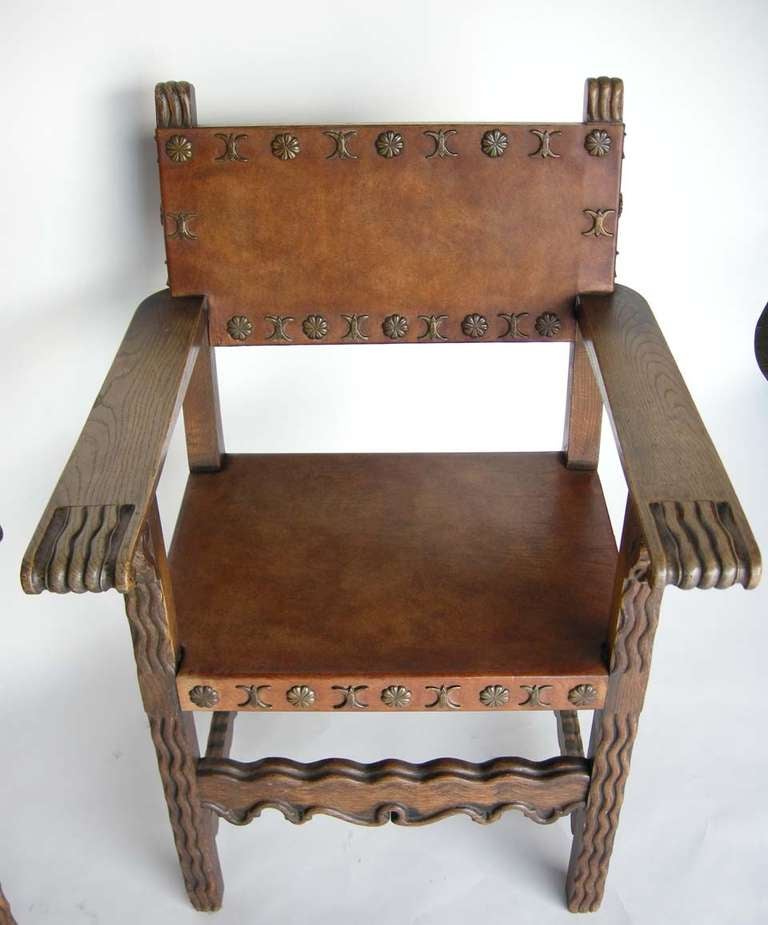Spanish Colonial Spanish Leather Chairs