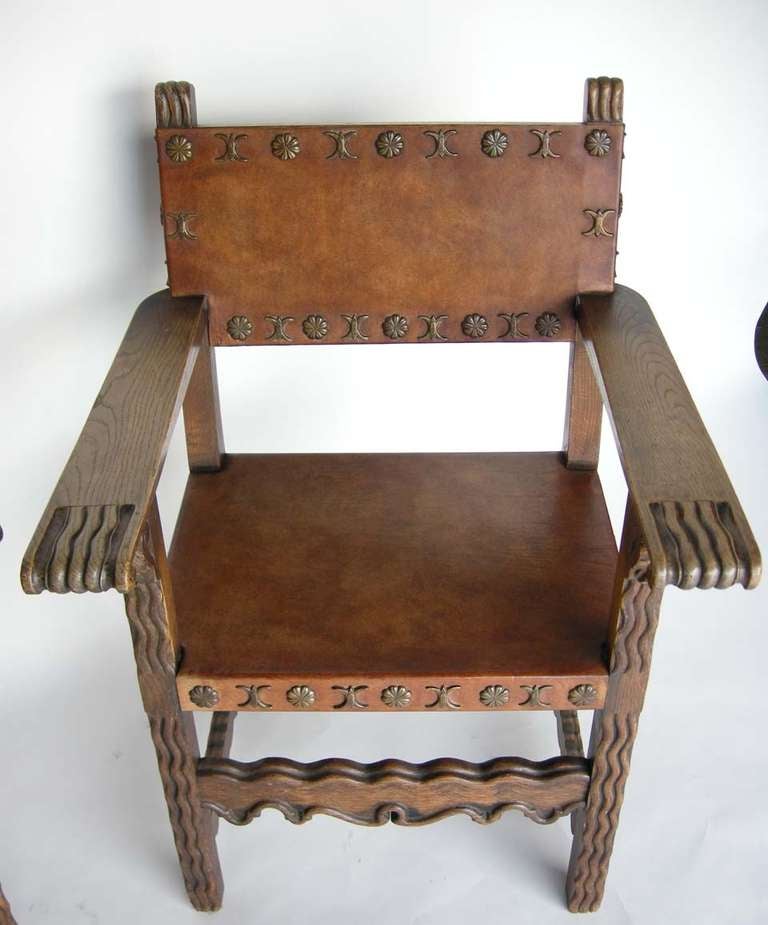 Spanish Leather Chairs at 1stDibs
