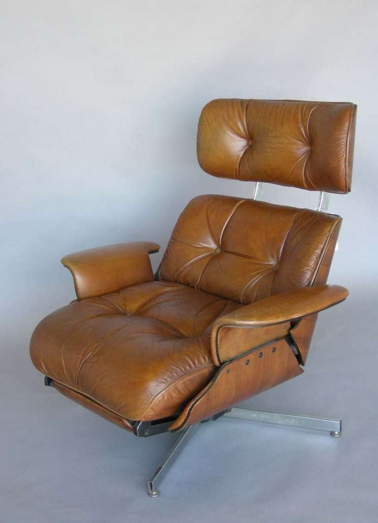 mid century modern leather recliner