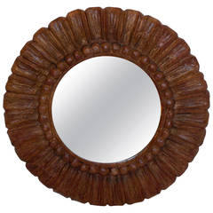 Hand CArved Round Mirror 11