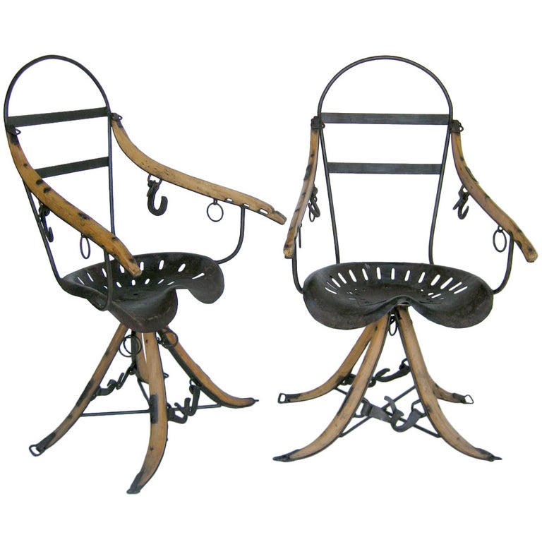 Belgian Tractor Seat Folk Art Chairs For Sale at 1stDibs tractor seat chair, tractor seats for