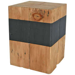 Black Stripe Side Table or Stool